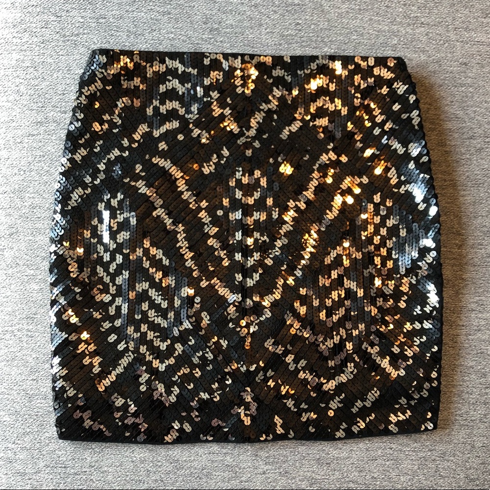 Express Mini Skirt Bodycon Black/Silver Sequence